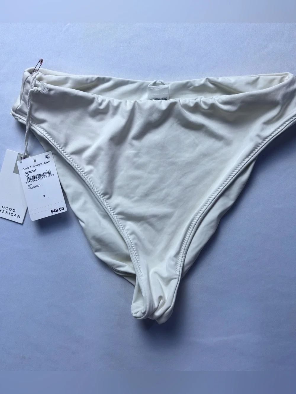 Good American Cream High-Cut Bikini Bottom